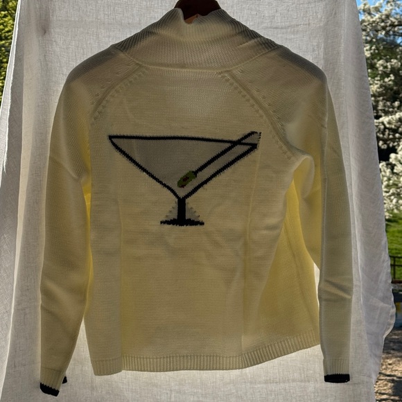 Cream Button-Front Knit Cardigan Sweater with Contrast Trim - Picture 2 of 2